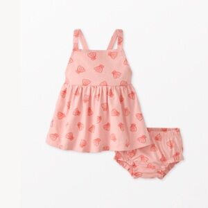 Hanna Andersson Pink Overall Seashell Dress and bloomers. NWOT. 12-18 months